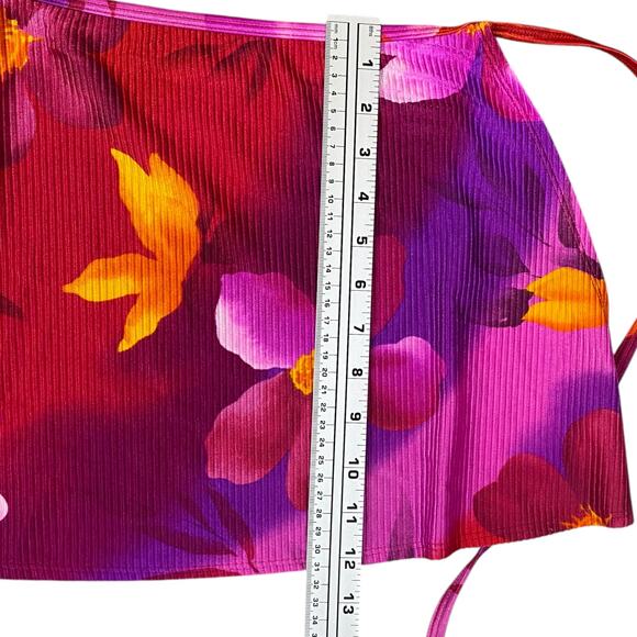 Vtg 80s Red Pink Tropical Floral Beach Swim Wrap Mini Skirt One Size - Picture 6 of 6